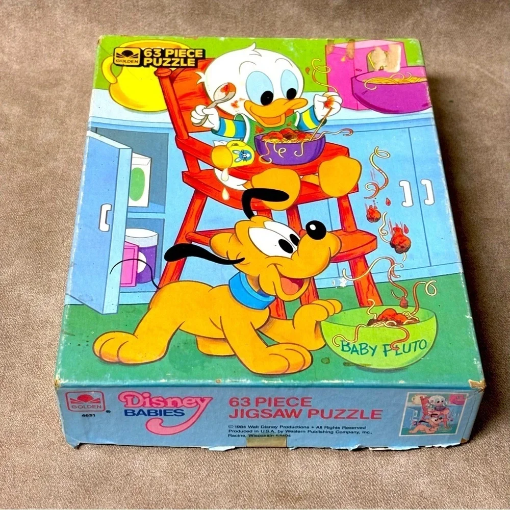Vtg 1984 Walt Disney's Disney Babies Baby Donald Duck & Pluto 63 Jigsaw Puzzle